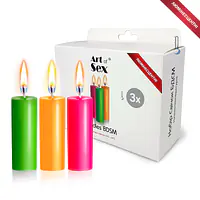 Набір воскових свічок Art of Sex size S 10 см (3 шт), низькотемпературні, люмінісцентні - Master