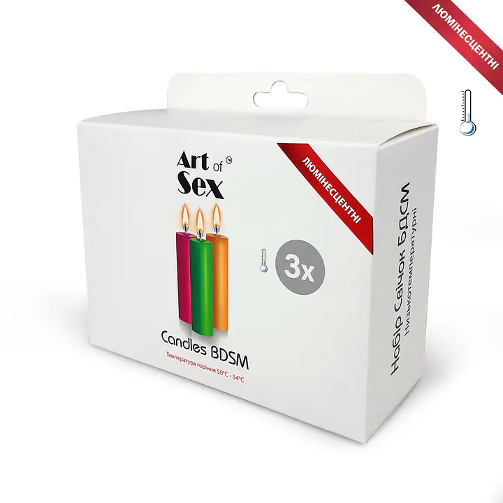 Набір воскових свічок Art of Sex size S 10 см (3 шт), низькотемпературні, люмінісцентні - Master