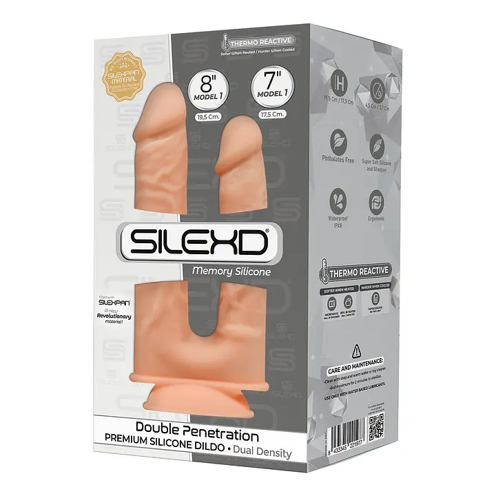 Фалоімітатор подвійний SilexD Double Gusto Flesh (Model 1 size 8"&7"),двошаровий, силікон + Silexd - Master