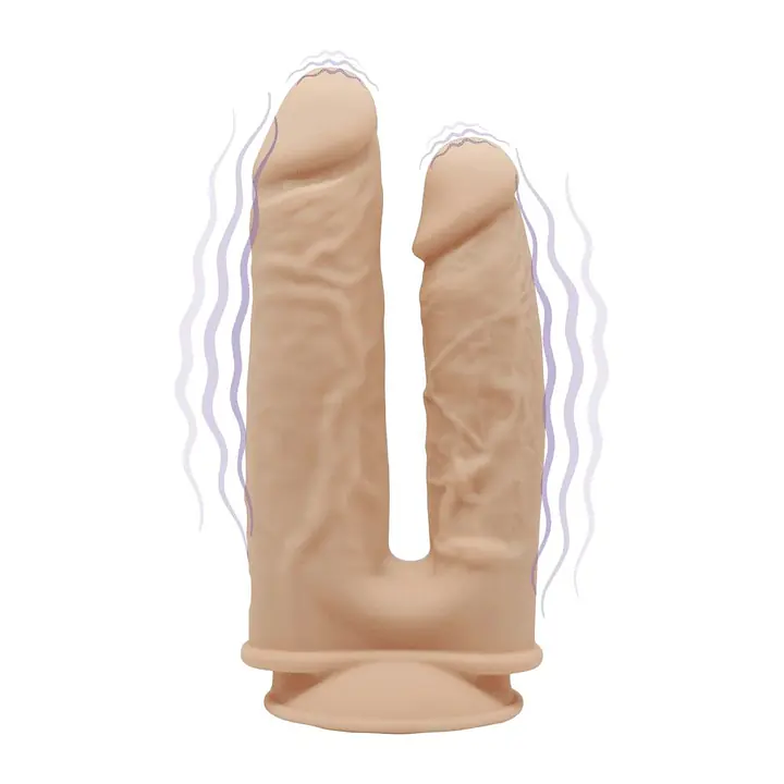 Фалоімітатор подвійний з вібрацією SilexD Double Gusto Flesh Motor (Model 1 size 8"&7"),двошарови - Master