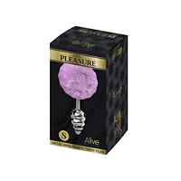 Металева анальна пробка Кролячий хвостик Alive Fluffy Twist Plug S Purple, діаметр 2,9 см - Master