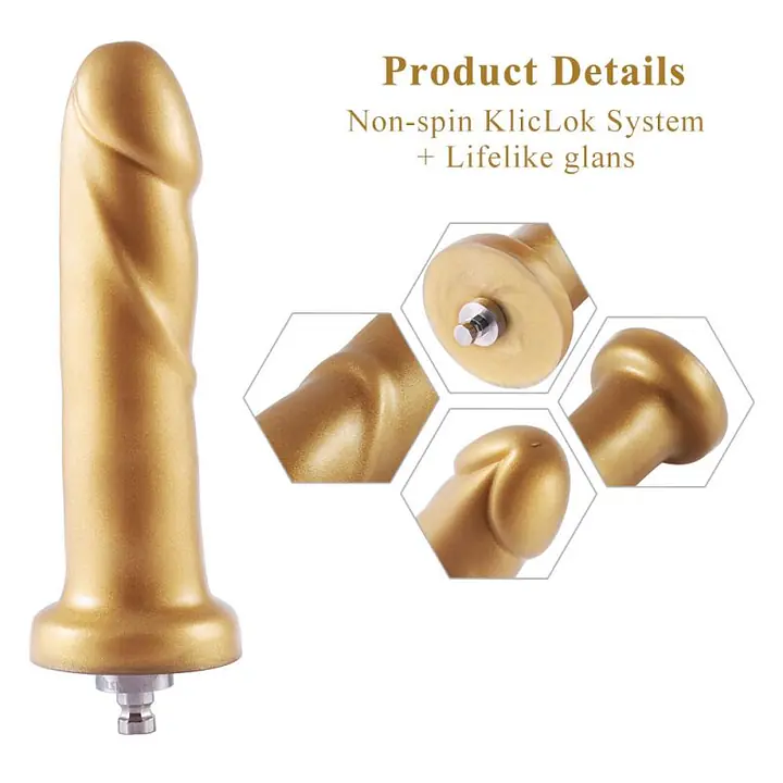 Золотий фалоімітатор Hismith 6.8″ Golden Silicone Dildo, система KlicLok - Master