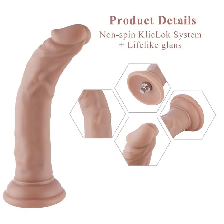 Реалістичний фалоімітатор для секс-машин Hismith 7.5″ Flexible Silicone Dildo, система KlicLok - Master