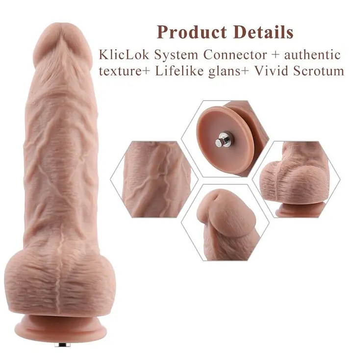 Гнучкий фалоімітатор для секс-машин Hismith 9.25″ Silicone Dildo, система KlicLok - Master