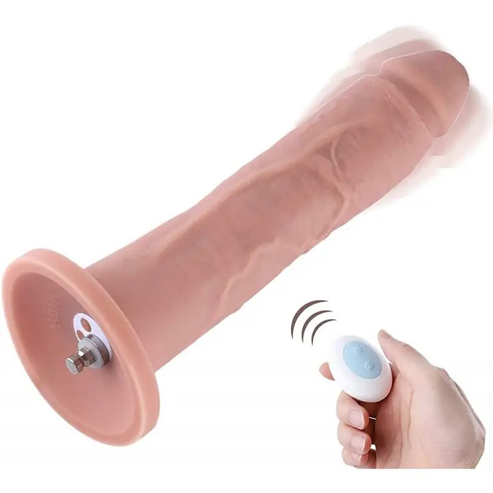 Фалоімітатор 10.2″ з вібрацією для секс-машин Hismith Silicone Dildo with Vibe, KlicLok, пульт ДК - Master