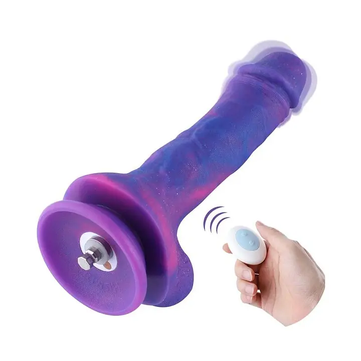 Фалоімітатор 8.2″ з вібрацією для секс-машин Hismith Purple Silicone Dildo with Vibe, KlicLok - Master