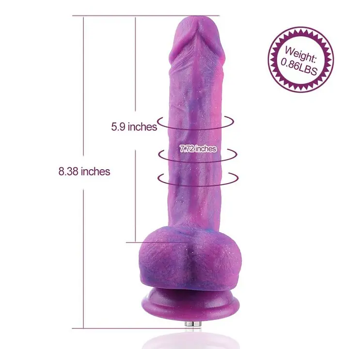 Фалоімітатор 8.2″ з вібрацією для секс-машин Hismith Purple Silicone Dildo with Vibe, KlicLok - Master