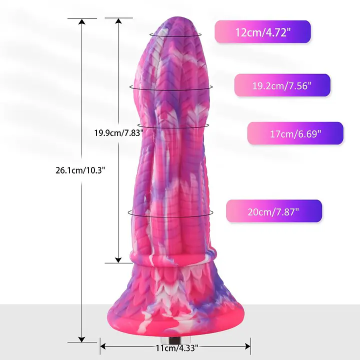 Фалоімітатор для секс-машин Hismith 10.3″ Silicone Monster Dildo Series, KlicLok та присоска - Master