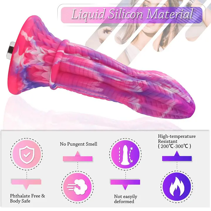 Фалоімітатор для секс-машин Hismith 10.3″ Silicone Monster Dildo Series, KlicLok та присоска - Master