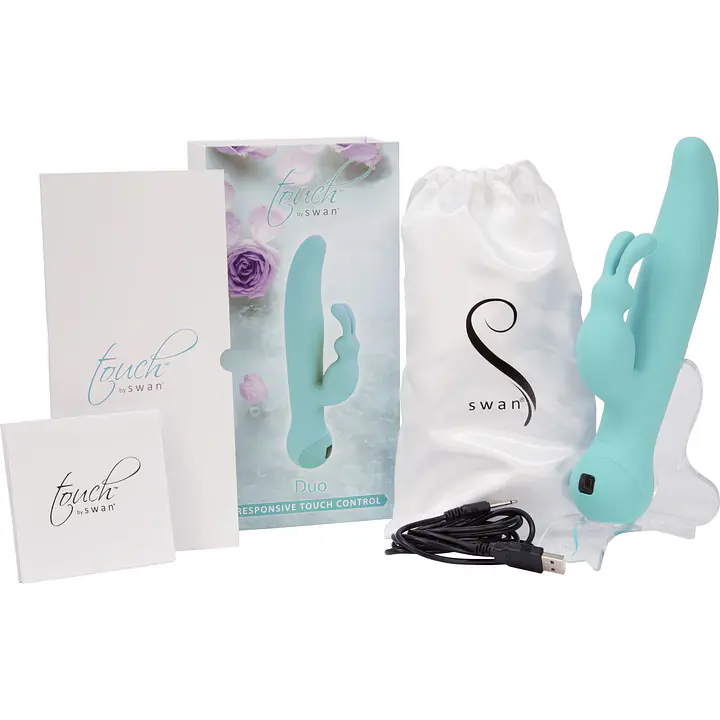 Вібратор-кролик з сенсорним управлінням і ротацією Touch by SWAN - Duo Teal, глибока вібрація - Master