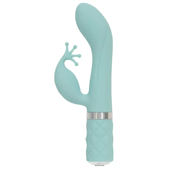 Розкішний вібратор-кролик Pillow Talk - Kinky Teal з кристалом Сваровські, потужний - Master