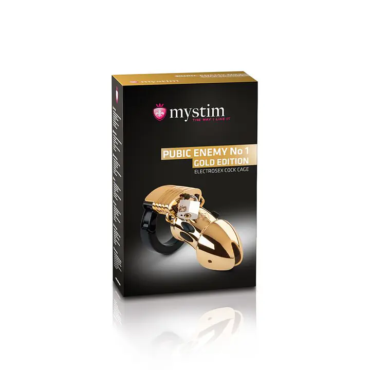 Клітка для члена з електростимуляцією Mystim Pubic Enemy No 1 - Gold Edition - Master