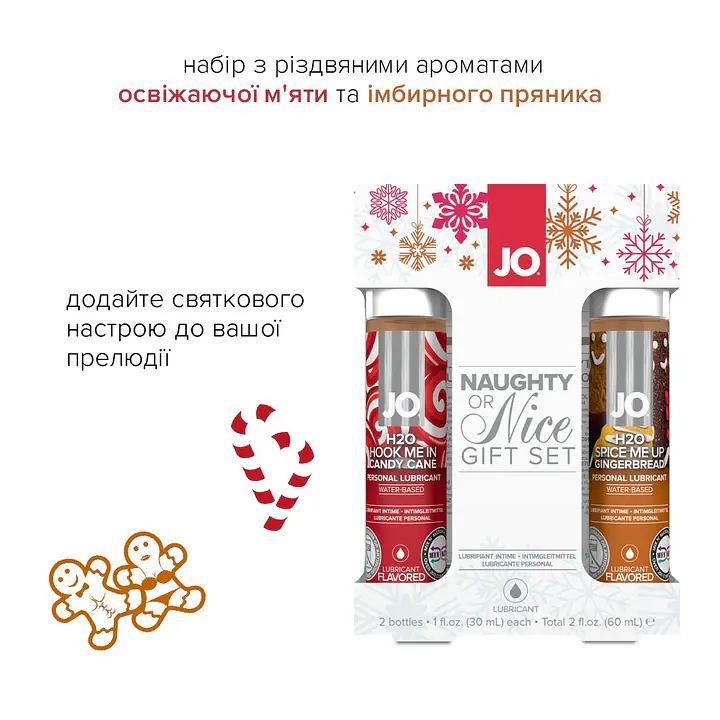 Набір лубрикантів JO Naughty or Nice Gift Set – Candy Cane&Gingerbread (2×30 мл) - Master