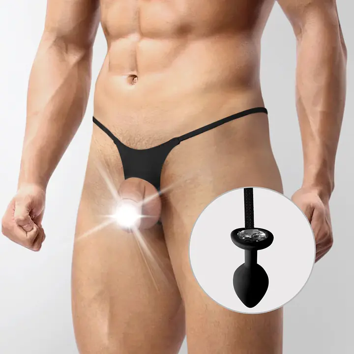 Чоловічі труси XS-2XL із силіконовою анальною пробкою Art of Sex - Joni plug panties size L Black - Master