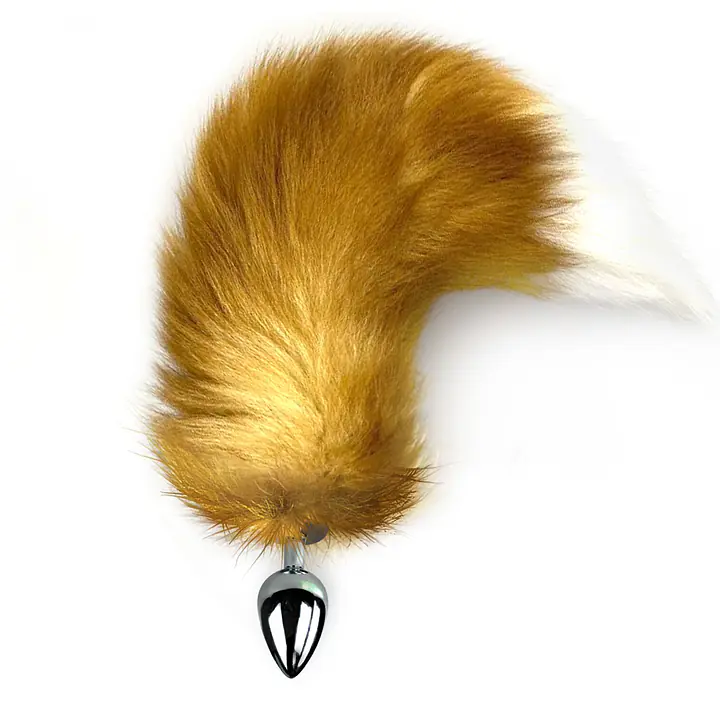 Металева анальна пробка з хвостом із натурального хутра Art of Sex size M Red fox - Master