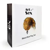 Металева анальна пробка з хвостом із натурального хутра Art of Sex size M Red fox - Master