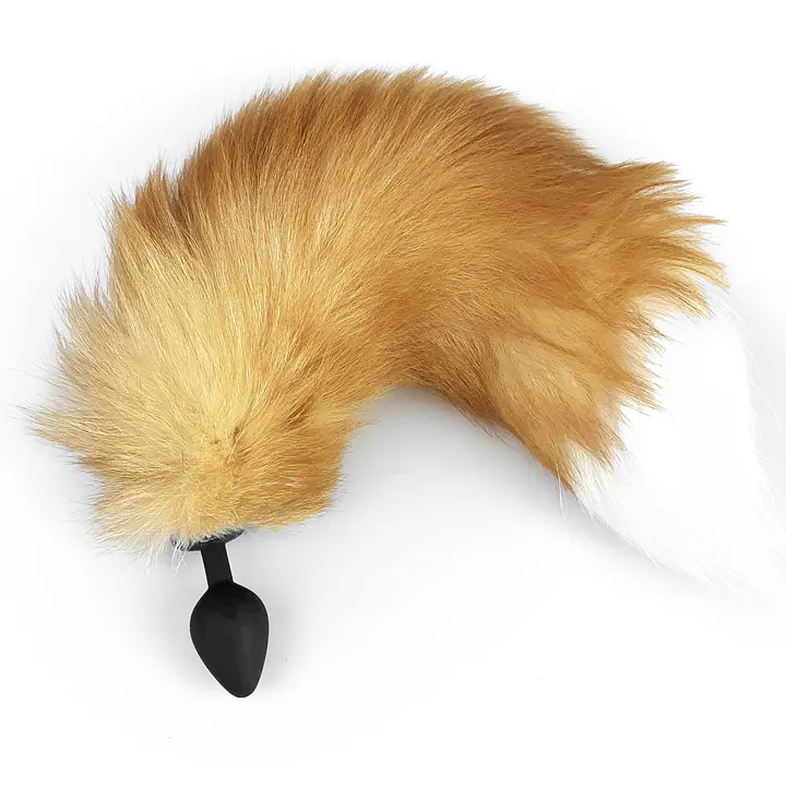 Силіконова анальна пробка з хвостом із натурального хутра Art of Sex size M Red fox - Master