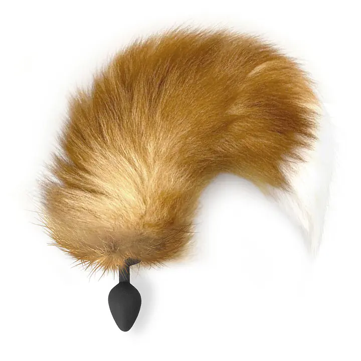 Силіконова анальна пробка з хвостом із натурального хутра Art of Sex size M Red fox - Master