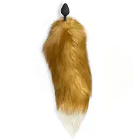 Силіконова анальна пробка з хвостом із натурального хутра Art of Sex size M Red fox - Master