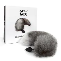 Силіконова анальна пробка з хвостом із натурального хутра Art of Sex size M Artctic fox - Master