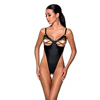 Боді з екошкіри Passion CELINE BODY S/M, black, з доступом, відкритий - Master
