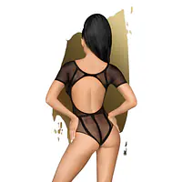 Боді Penthouse Be Mine S/L Black, виріз на спинці, імітація стрепу у вигляді геометричного малюнка - Master