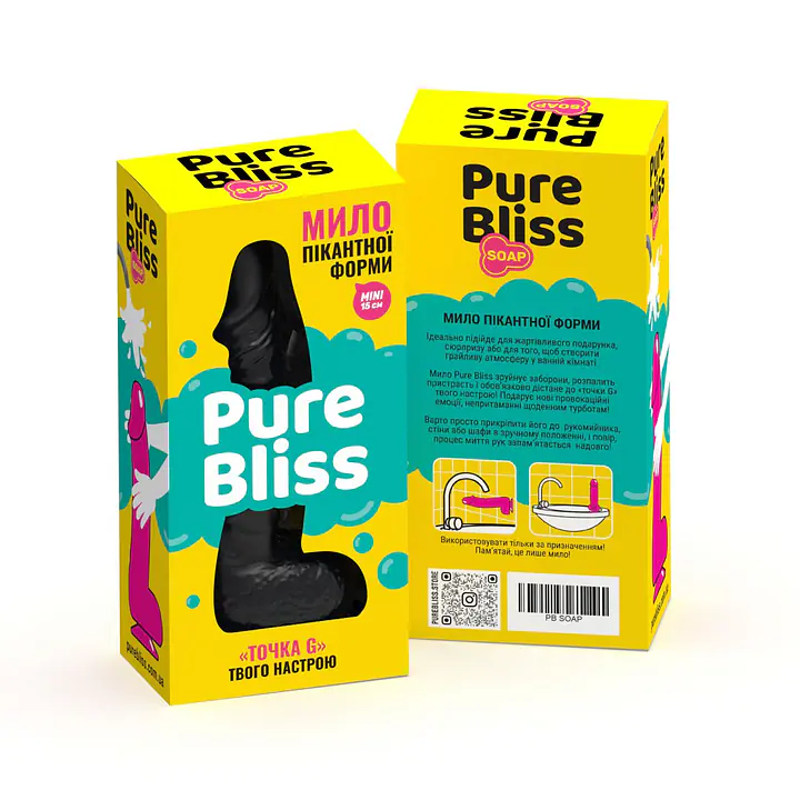 Крафтове мило-член із присоскою Pure Bliss MINI Black, натуральне - Master