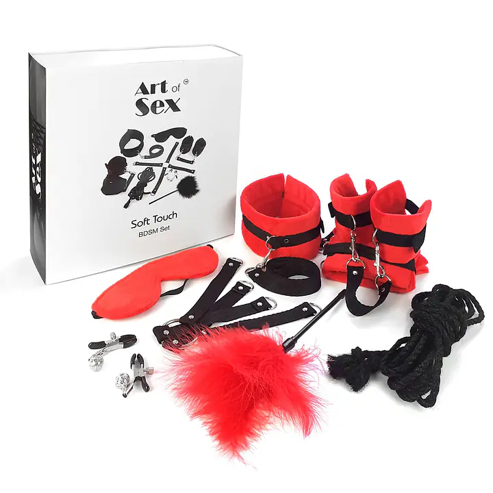 BDSM-набір Art of Sex – Soft Touch BDSM Set, червоний, 9 предметів - Master