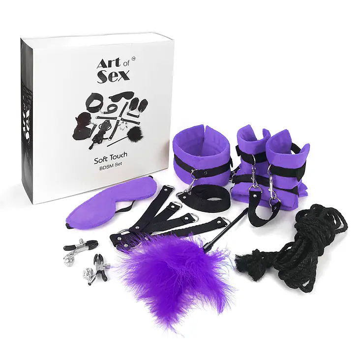 BDSM-набір Art of Sex – Soft Touch BDSM Set, фіолетовий, 9 предметів - Master