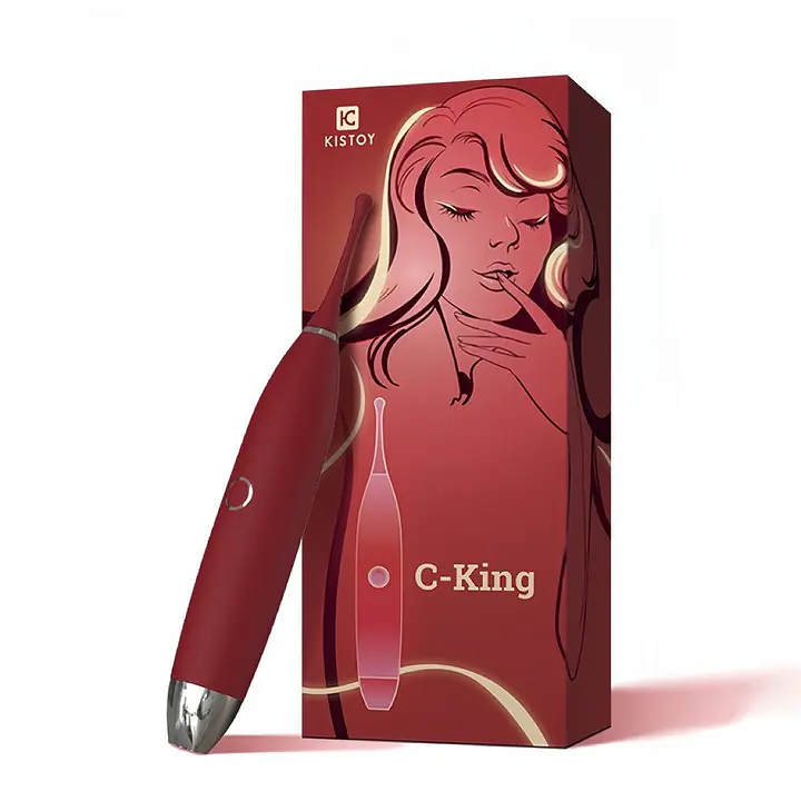 Кліторальний вібратор KISTOY C-King Red, з двома дод. насадками, потужна прицільна стимуляція - Master