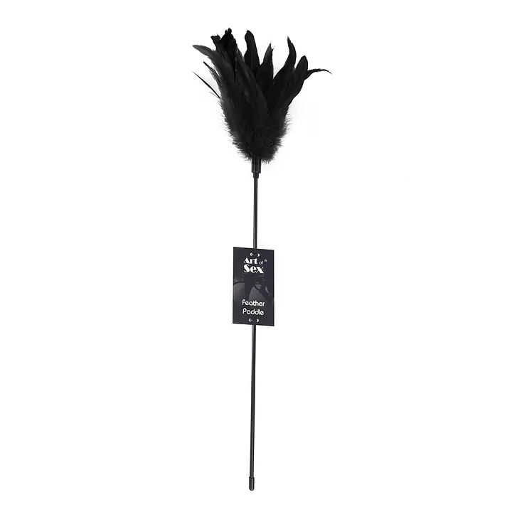Лоскітка з пером півня Art of Sex – Feather Paddle, чорна - Master