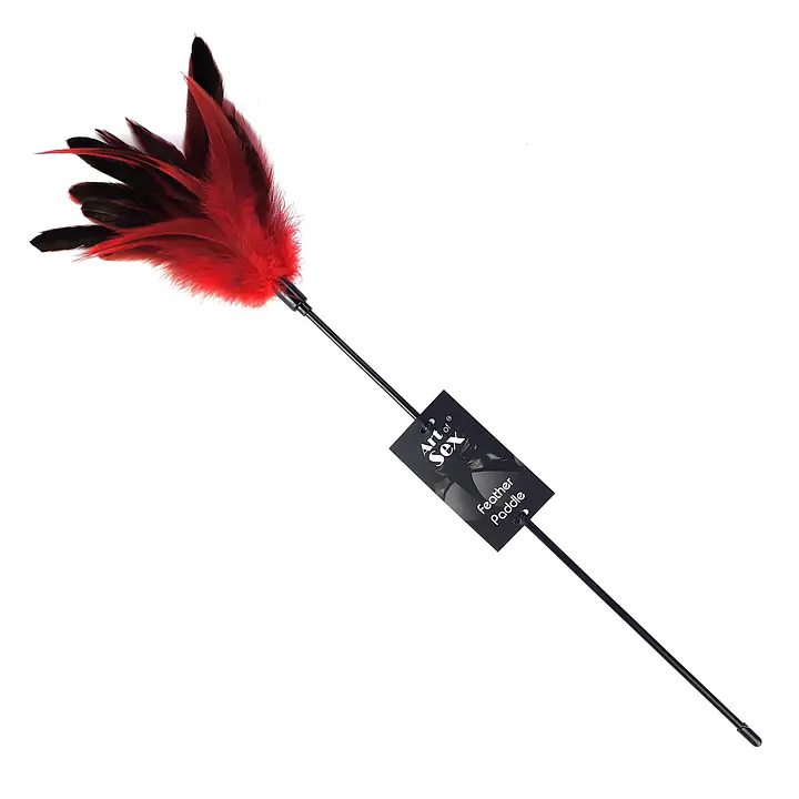 Лоскітка з пером півня Art of Sex – Feather Paddle, червона - Master
