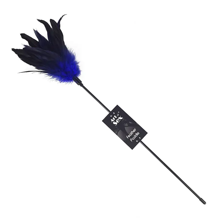 Лоскітка з пером півня Art of Sex – Feather Paddle, синя - Master