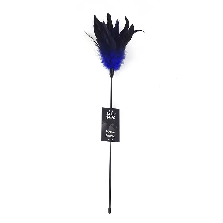 Лоскітка з пером півня Art of Sex – Feather Paddle, синя - Master