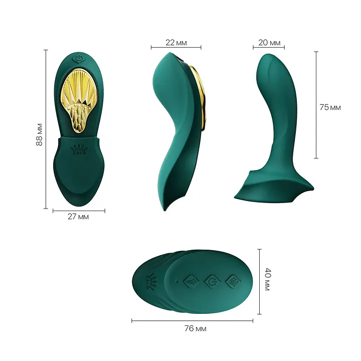 Смарт-вібратор у трусики Zalo - AYA Turquoise Green, насадка та пульт ДК - Master