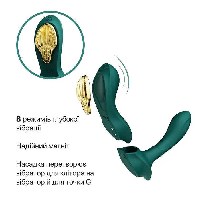Смарт-вібратор у трусики Zalo - AYA Turquoise Green, насадка та пульт ДК - Master