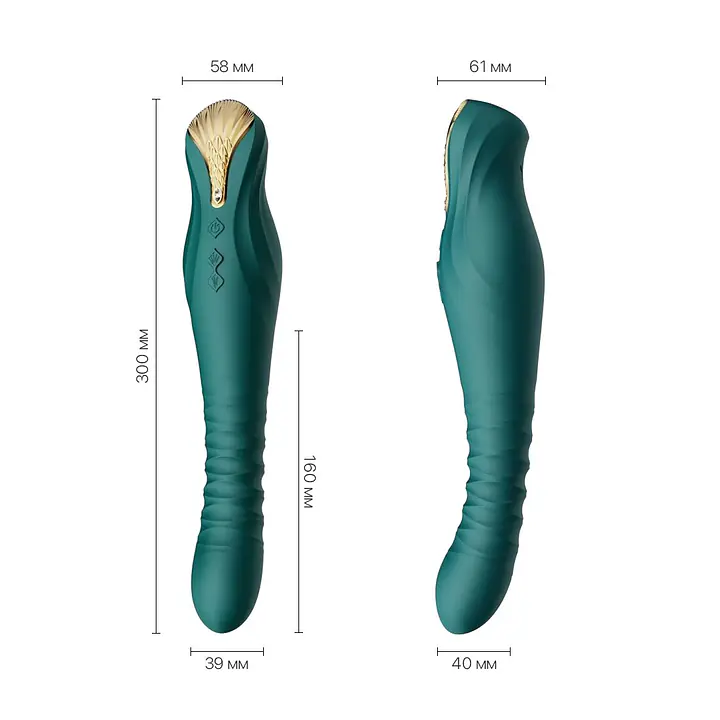 Смартвібратор-пульсатор Zalo — King Turquoise Green, кристал Swarovski - Master