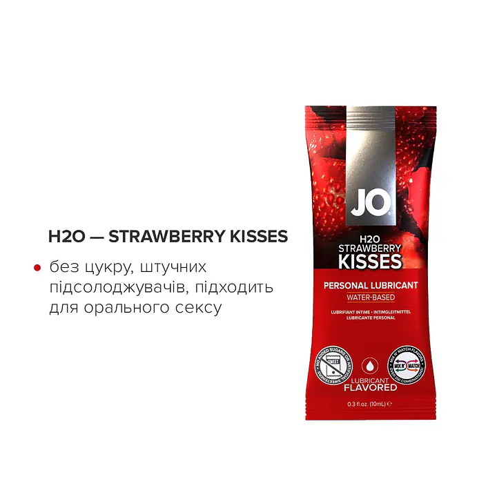 Набір змазок на водній основі JO Four Play (8×10 мл): H2O Original, Agapé Original, H2O Strawberry K - Master