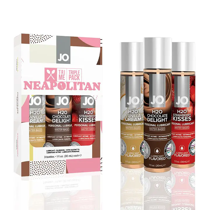 Набір JO Tri-Me Triple Pack — Neapolitan (3×30 мл) три різні смаки оральних змазок - Master