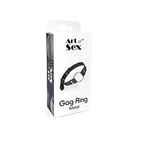 Кляп металеве кільце на ременях Art of Sex – Gag Ring Metal, чорний, натуральна шкіра - Master