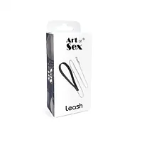 Повідець на ланцюжку із натуральної шкіри Art of Sex - Leash, колір Чорний - Master