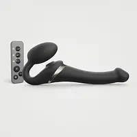 Безремінний вібрострапон з вакуумною стимуляцією Strap-On-Me MULTI ORGASM Black S, регульований - Master