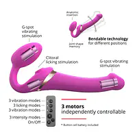Безремінний вібрострапон з вакуумною стимуляцією Strap-On-Me MULTI ORGASM Fuchsia M, регульований - Master