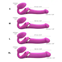 Безремінний вібрострапон з вакуумною стимуляцією Strap-On-Me MULTI ORGASM Fuchsia M, регульований - Master