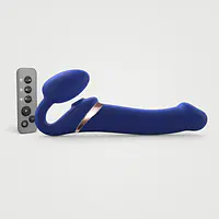 Безремінний вібрострапон з вакуумною стимуляцією Strap-On-Me MULTI ORGASM Blue L, регульований - Master
