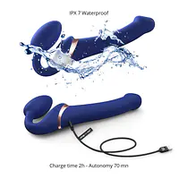 Безремінний вібрострапон з вакуумною стимуляцією Strap-On-Me MULTI ORGASM Blue L, регульований - Master