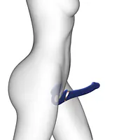 Безремінний вібрострапон з вакуумною стимуляцією Strap-On-Me MULTI ORGASM Blue L, регульований - Master