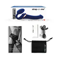 Безремінний вібрострапон з вакуумною стимуляцією Strap-On-Me MULTI ORGASM Blue L, регульований - Master