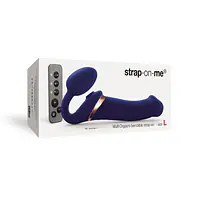 Безремінний вібрострапон з вакуумною стимуляцією Strap-On-Me MULTI ORGASM Blue L, регульований - Master