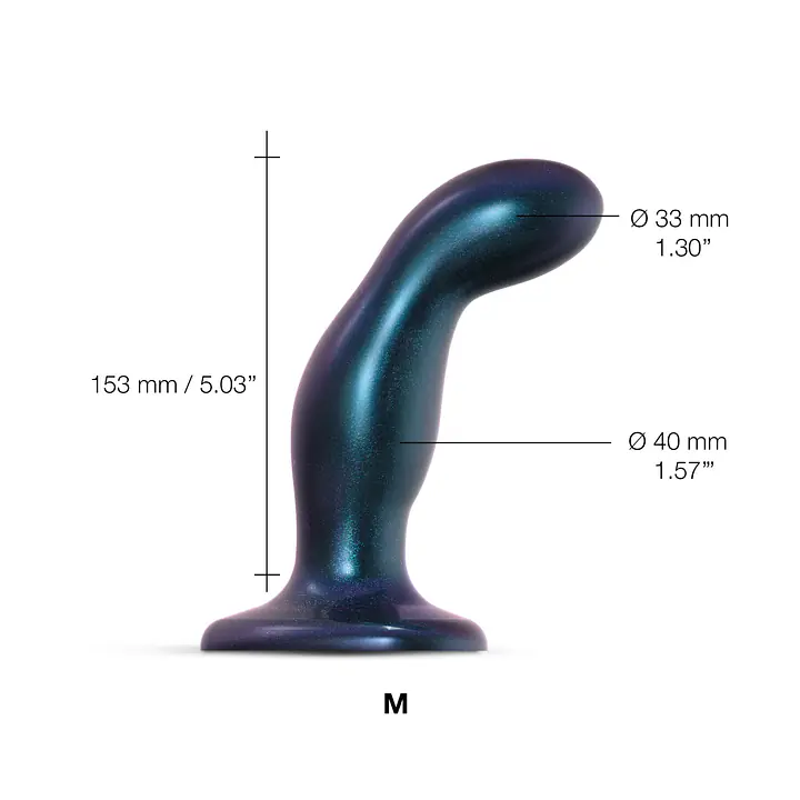 Дилдо Strap-On-Me DILDO PLUG SNAKY METALLIC BLUE, розмір M, діаметр 4 см, ввідна довжина 15,3 см - Master